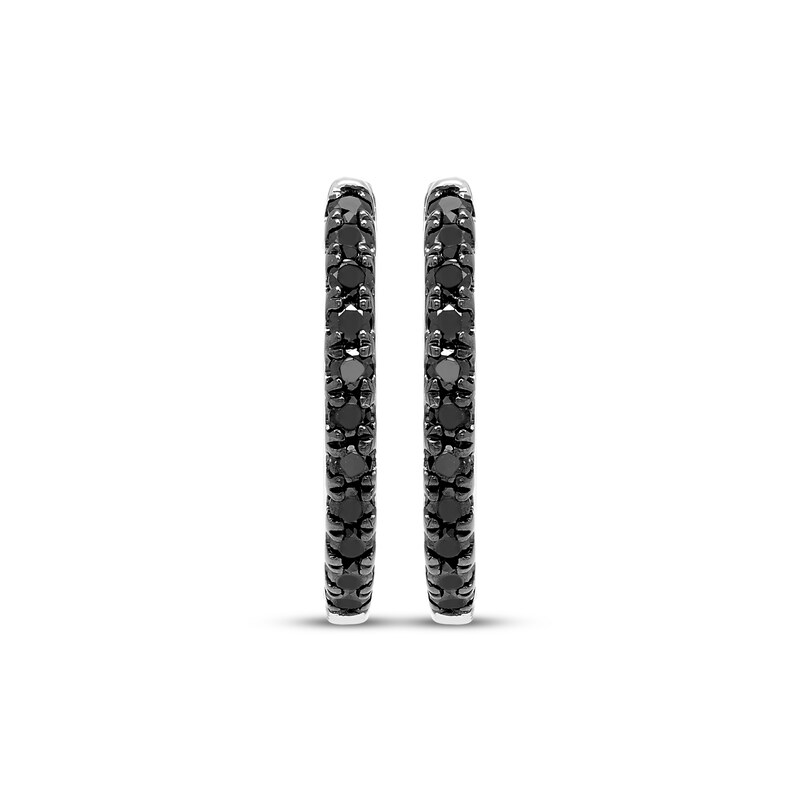 Main Image 2 of Black Diamond Hoop Earrings 1/4 ct tw 10K White Gold
