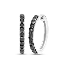 Black Diamond Hoop Earrings 1/3 ct tw 10K White Gold