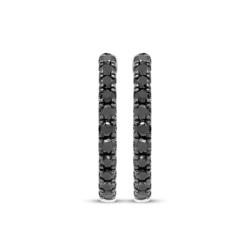 Main Image 2 of Black Diamond Hoop Earrings 1/3 ct tw 10K White Gold