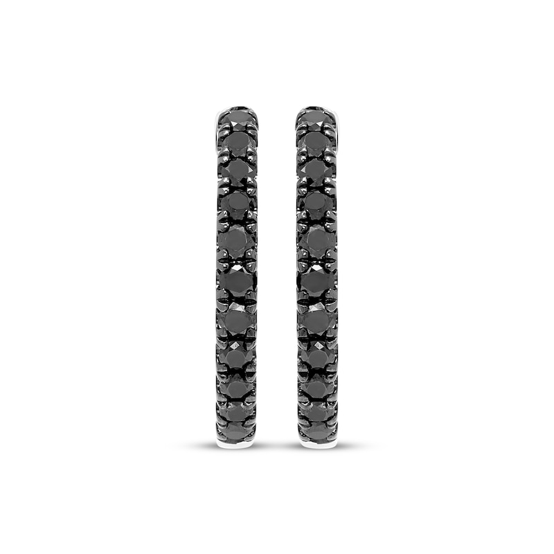 Main Image 2 of Black Diamond Hoop Earrings 1/2 ct tw 10K White Gold