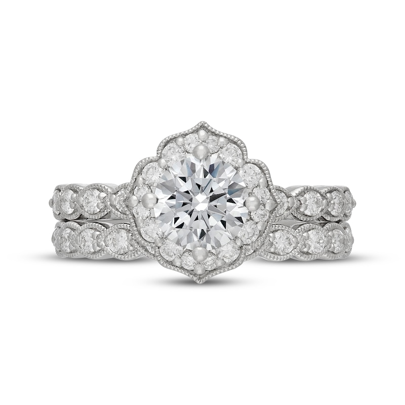 Main Image 3 of Neil Lane Artistry Heritage Round-Cut Lab-Grown Diamond Halo Bridal Set 1-5/8 ct tw 14K White Gold