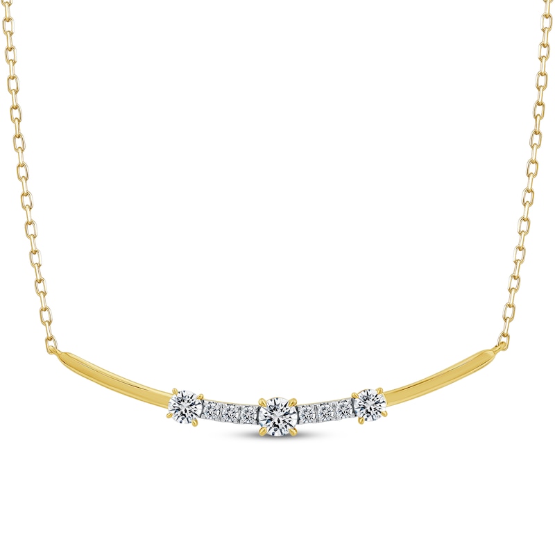 Memories Moments Magic Lab-Created Diamond Smile Necklace 1/2 ct tw 14K Yellow Gold 19.5"
