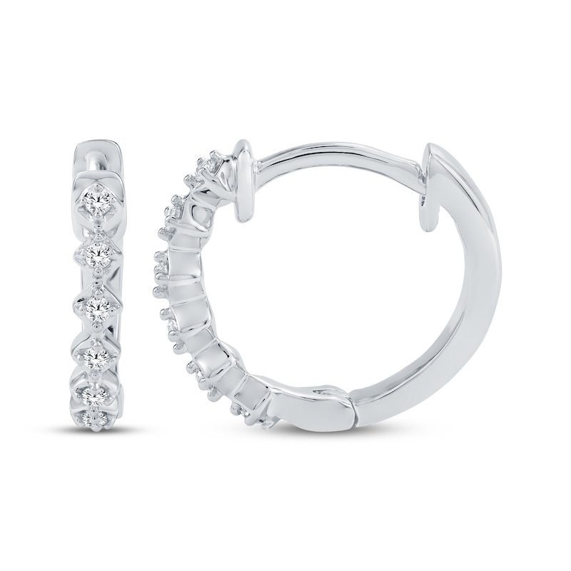 Main Image 1 of Diamond Mini Huggie Hoop Earrings 1/20 ct tw 10K White Gold