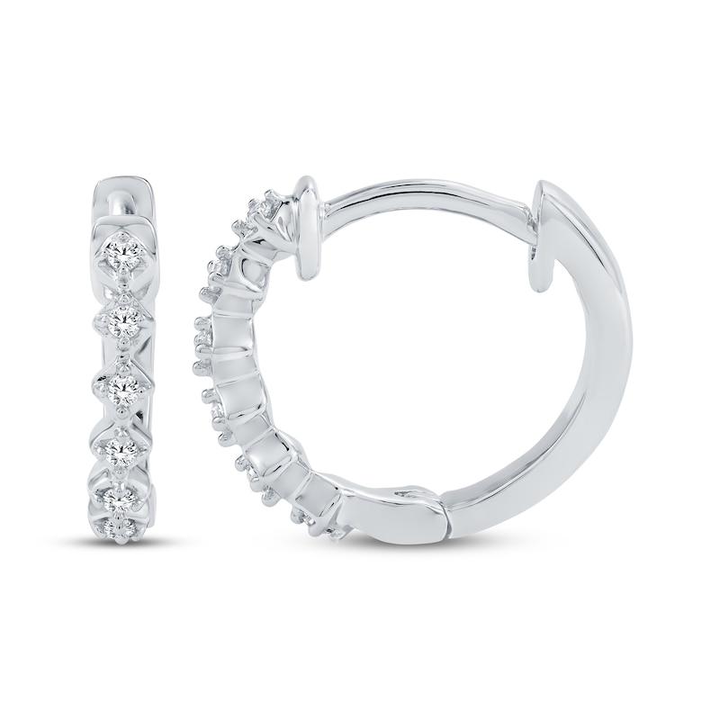 Diamond Mini Huggie Hoop Earrings 1/20 ct tw 10K White Gold