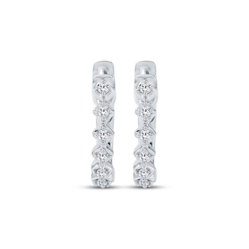 Diamond Mini Huggie Hoop Earrings 1/20 ct tw 10K White Gold