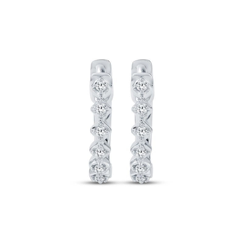 Main Image 2 of Diamond Mini Huggie Hoop Earrings 1/20 ct tw 10K White Gold