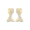 Thumbnail Image 2 of Diamond Mini Crossover Huggie Hoop Earrings 1/15 ct tw 10K Yellow Gold