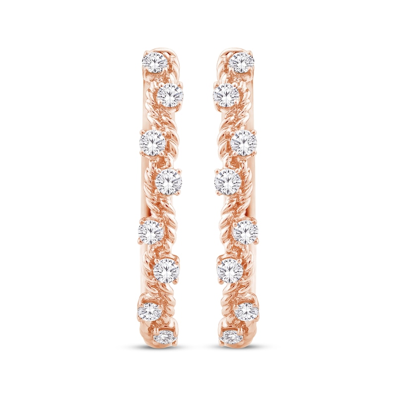 Threads of Love Diamond Curvy Hoop Earrings 1/2 ct tw 10K Rose Gold