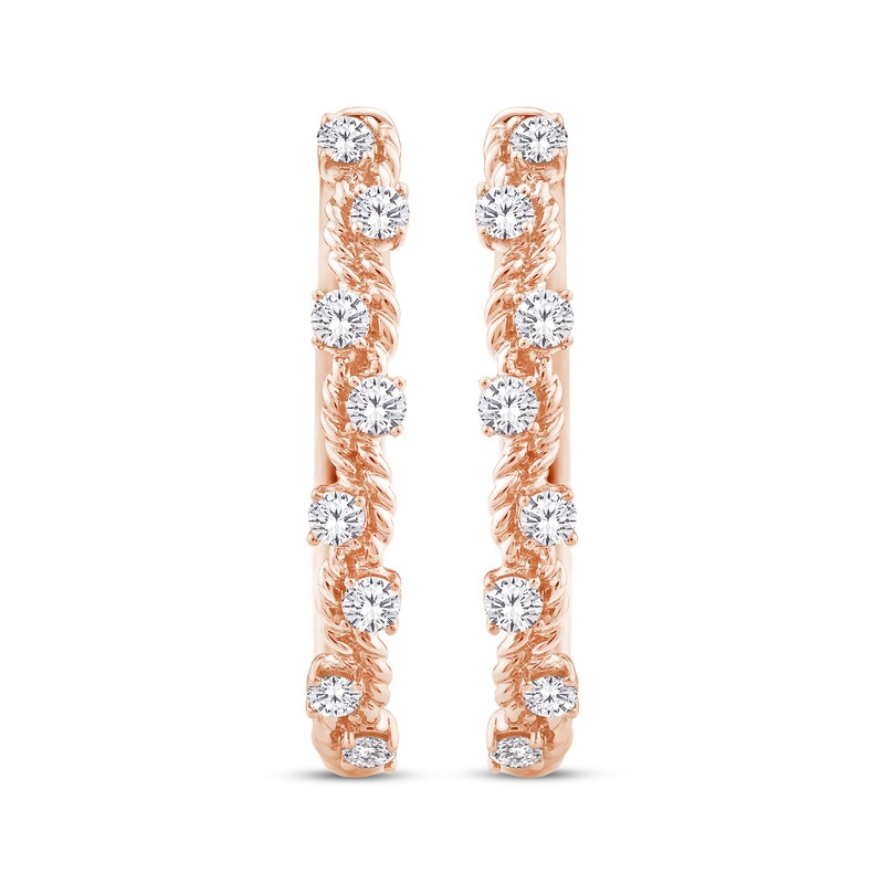 Threads of Love Diamond Curvy Hoop Earrings 1/2 ct tw 10K Rose Gold