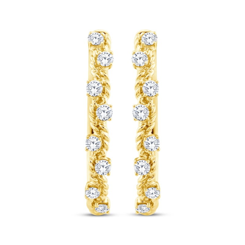 Main Image 2 of Threads of Love Diamond Curvy Hoop Earrings 1/2 ct tw 10K Yellow Gold