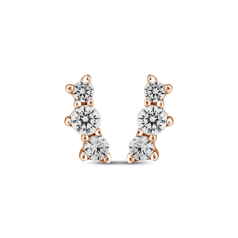 Main Image 2 of Memories Moments Magic Three-Stone Diamond Stud Earring 1/2 ct tw 10K Rose Gold