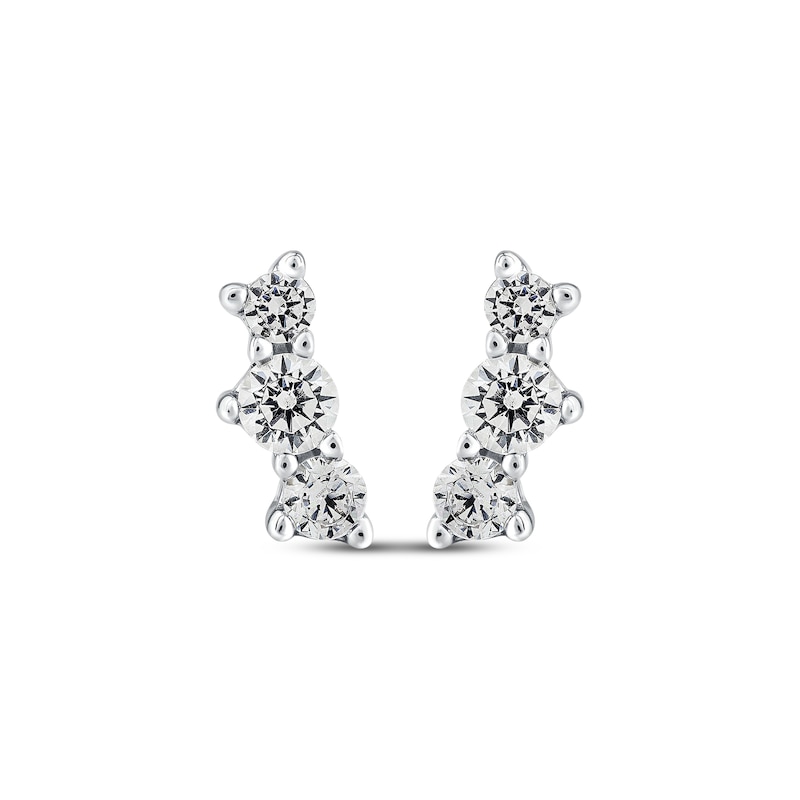 Main Image 2 of Memories Moments Magic Three-Stone Diamond Stud Earring 1/2 ct tw 10K White Gold
