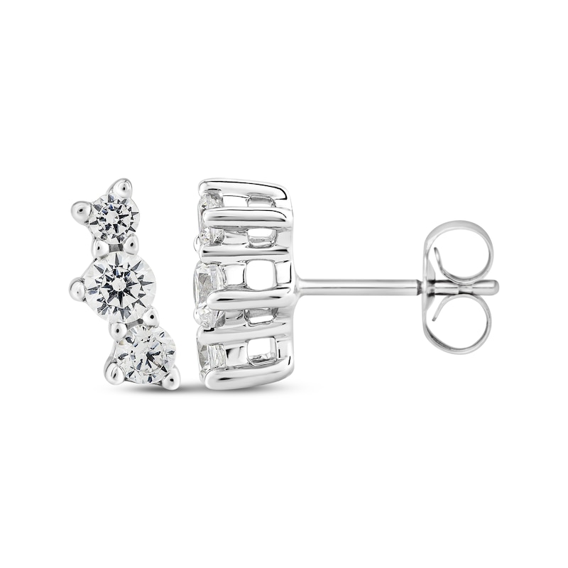 Main Image 3 of Memories Moments Magic Three-Stone Diamond Stud Earring 1/2 ct tw 10K White Gold