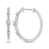 Thumbnail Image 3 of Memories, Moments, Magic Diamond Three-Stone Hoop Earrings 1/2 ct tw 10K White Gold