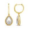 Thumbnail Image 3 of Threads of Love Diamond Teardrop Dangle Hoop Earrings 1/2 ct tw 10K Yellow Gold