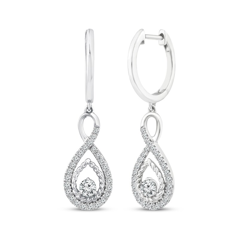 Main Image 1 of Threads of Love Diamond Infinity Dangle Hoop Earrings 1/2 ct tw 10K White Gold