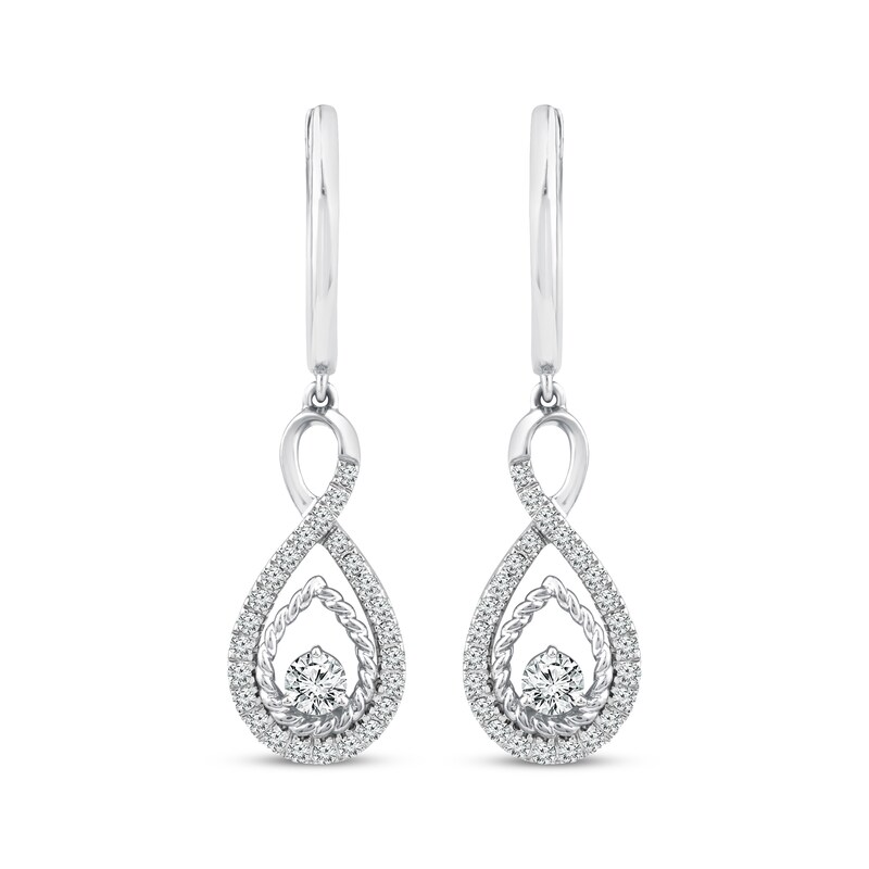 Main Image 2 of Threads of Love Diamond Infinity Dangle Hoop Earrings 1/2 ct tw 10K White Gold