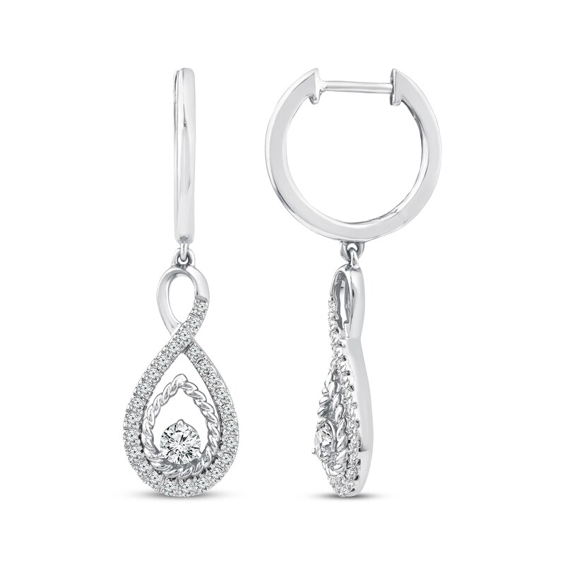 Main Image 3 of Threads of Love Diamond Infinity Dangle Hoop Earrings 1/2 ct tw 10K White Gold