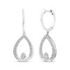 Thumbnail Image 1 of Threads of Love Diamond Crossover Teardrop Dangle Hoop Earrings 1/2 ct tw 10K White Gold