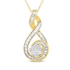 Thumbnail Image 1 of Baguette & Round-Cut DIamond Swirl Necklace 1 ct tw 10K Yellow Gold 18&quot;