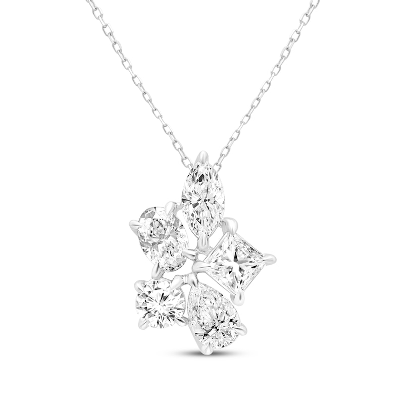 Lab-Created Diamonds by KAY Marquise, Oval, Princess, Round & Pear-Shaped Cluster Necklace 1 ct tw 14K White Gold 18"