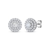 Thumbnail Image 1 of THE LEO Diamond Double Halo Stud Earrings 1 ct tw 14K White Gold