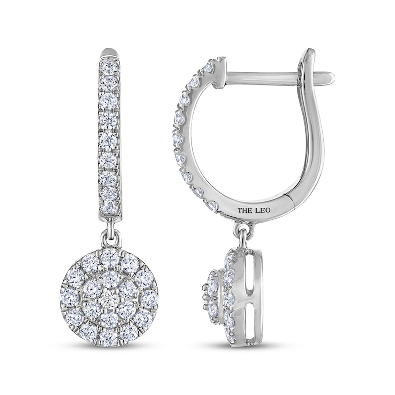 Main Image 3 of THE LEO Diamond Multi-Stone Hoop Dangle Earrings 5/8 ct tw 14K White Gold