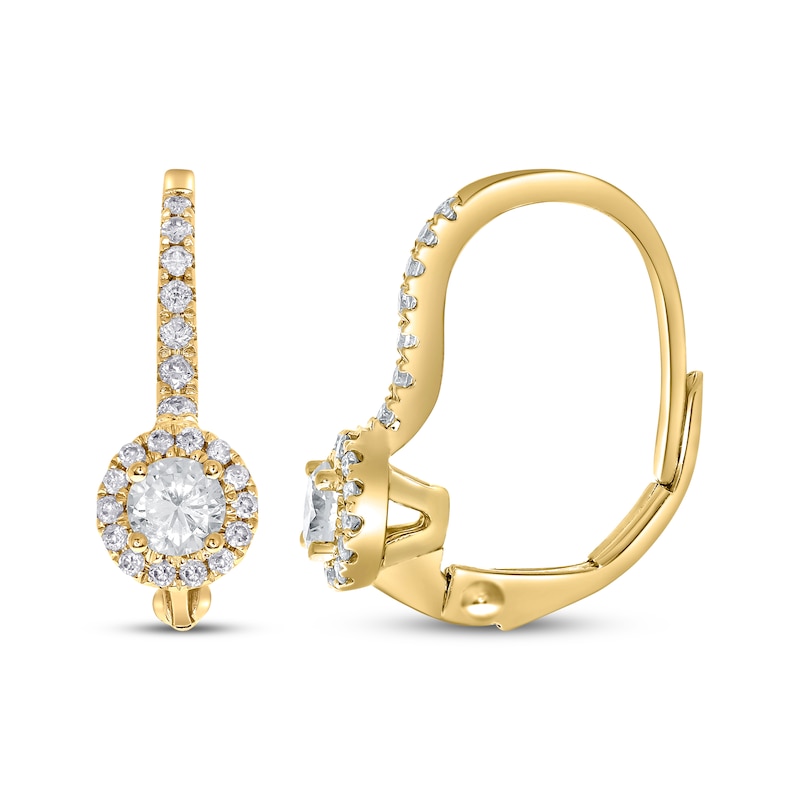 Main Image 3 of Diamond Halo Drop Earrings 1/2 ct tw 10K Yellow Gold