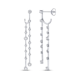 Diamond Scatter Drop Earrings 1/2 ct tw Sterling Silver