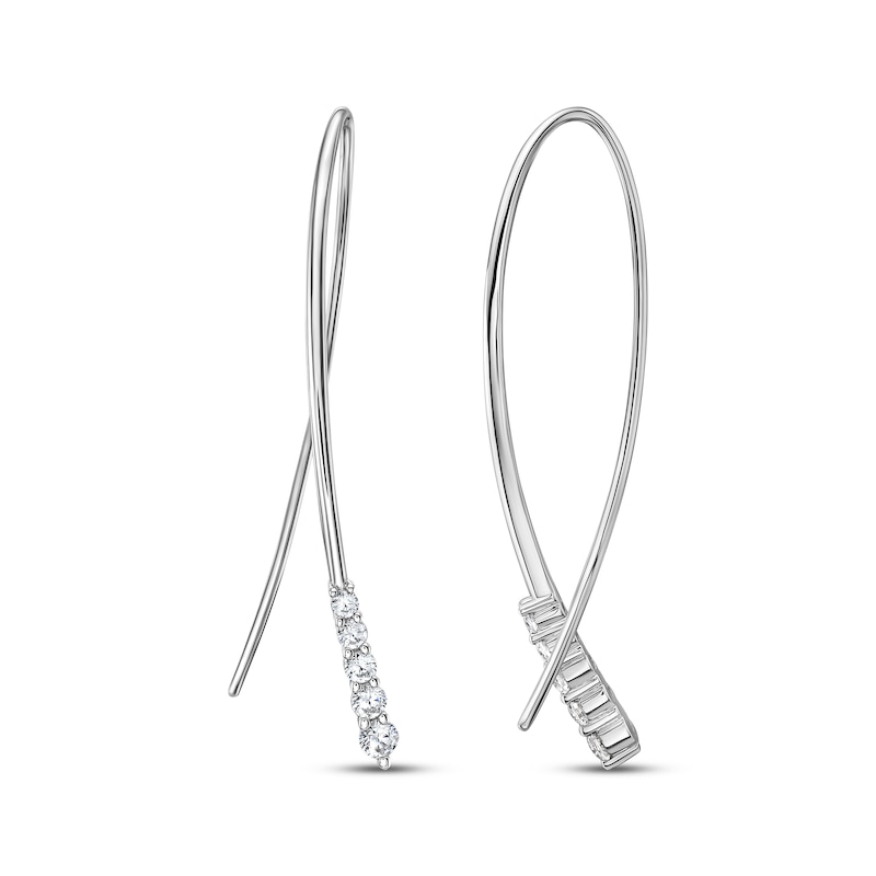 Main Image 1 of Diamond Threader Earrings 1/2 ct tw 10K White Gold