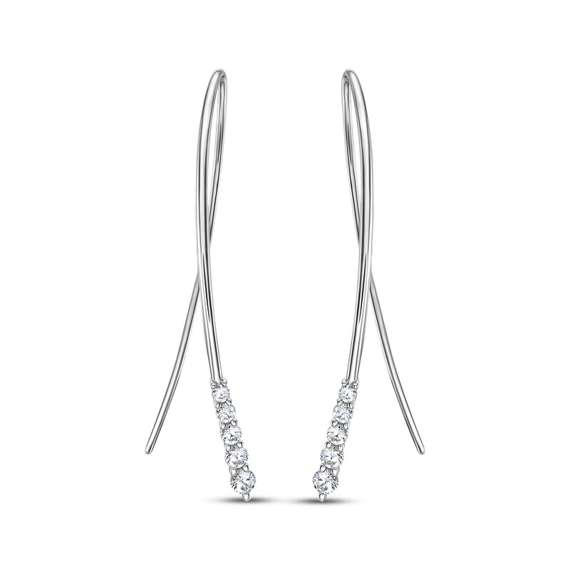 Main Image 2 of Diamond Threader Earrings 1/2 ct tw 10K White Gold