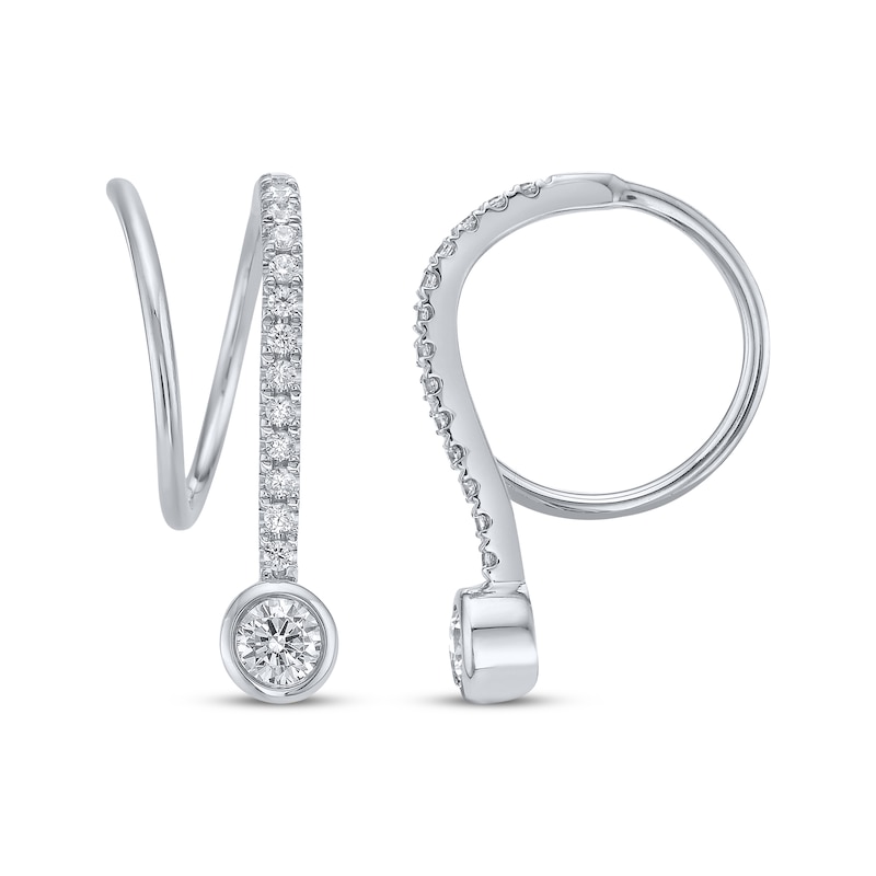 Main Image 1 of Diamond Threader Drop Earrings 1/4 ct tw 10K White Gold