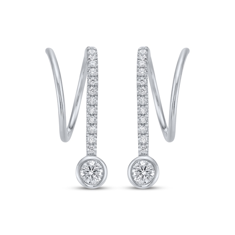 Main Image 2 of Diamond Threader Drop Earrings 1/4 ct tw 10K White Gold