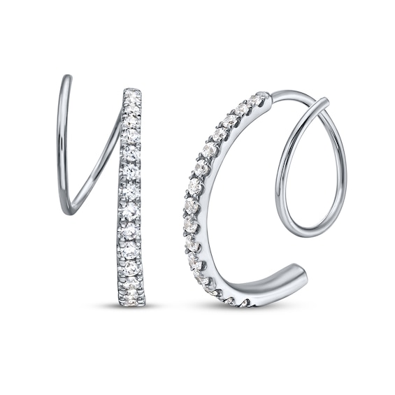 Diamond Huggie J-Hoop Earrings 1/3 ct tw 10K White Gold