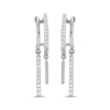 Thumbnail Image 2 of Diamond Two-Row J-Hoop Double Dangle Earrings 1/6 ct tw 10K White Gold