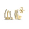 Thumbnail Image 1 of Diamond Three-Row Alternating J-Hoop Earrings 1/4 ct tw 10K Yellow Gold