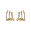 Thumbnail Image 2 of Diamond Three-Row Alternating J-Hoop Earrings 1/4 ct tw 10K Yellow Gold