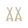 Thumbnail Image 2 of Diamond Crossover Huggie J-Hoop Earrings 1/4 ct tw 10K Yellow Gold