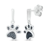 Thumbnail Image 1 of Black Diamond Paw Print Dangle Earrings 1/8 ct tw Sterling Silver