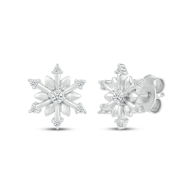 Main Image 1 of Diamond Snowflake Stud Earrings 1/10 ct tw Sterling Silver