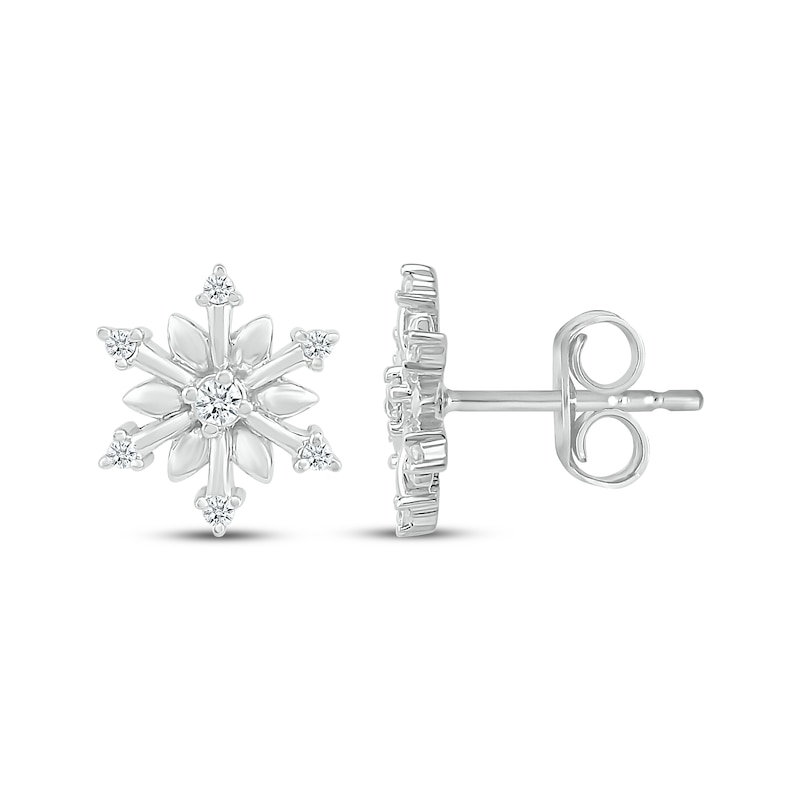 Main Image 3 of Diamond Snowflake Stud Earrings 1/10 ct tw Sterling Silver