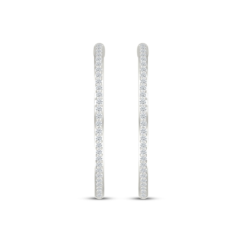 Main Image 2 of Diamond Hoop Earrings 1 ct tw 10K White Gold