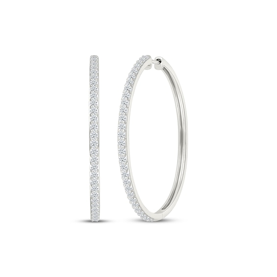 Diamond Hoop Earrings 2 ct tw 10K White Gold