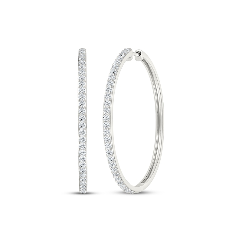 Main Image 1 of Diamond Hoop Earrings 2 ct tw 10K White Gold