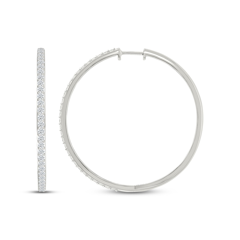 Main Image 3 of Diamond Hoop Earrings 2 ct tw 10K White Gold