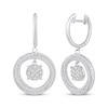Thumbnail Image 1 of Multi-Diamond Center Circle Dangle Hoop Earrings 5/8 ct tw 10K White Gold