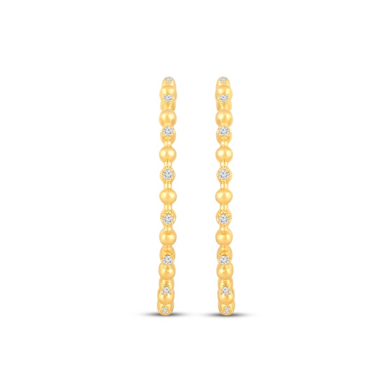 Main Image 2 of Diamond Beaded Hoop Earrings 1/2 ct tw 10K Yellow Gold