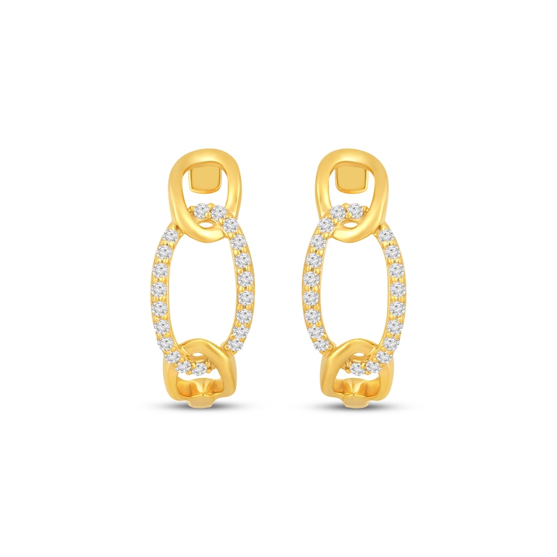 Main Image 2 of Diamond Chain Link Hoop Earrings 1/4 ct tw 10K Yellow Gold