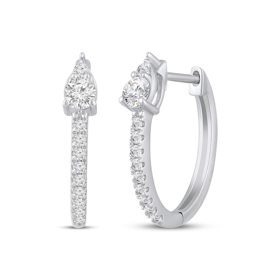 Multi-Diamond Teardrop Hoop Earrings 3/8 ct tw 10K White Gold