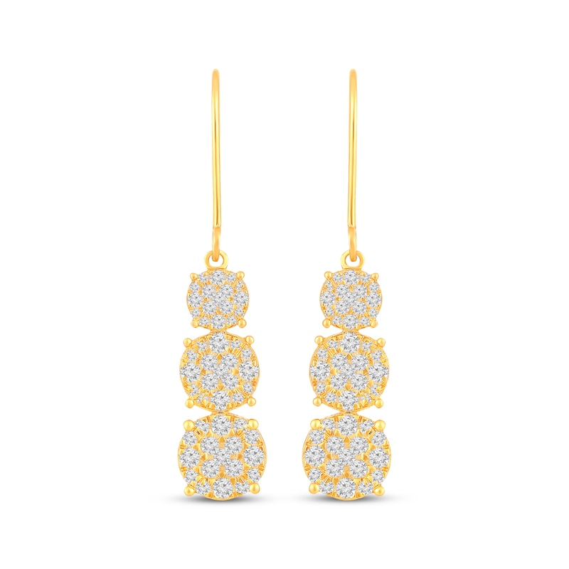 Main Image 2 of Multi-Diamond Graduated Drop Earrings 1 ct tw 10K Yellow Gold